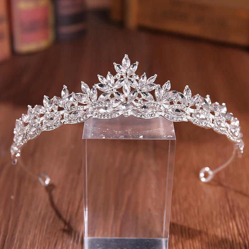 Tiara Bridal Hair Jewelry for the Bride or Bridesmaids Silver - Headdress  Princess Crown Diadem Decorated with Rhinestones - Vumari SKU-45, 46
